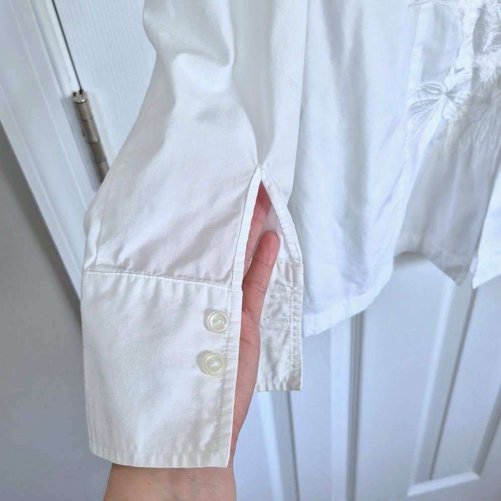 Vintage Puli white button down shirt floral embroidery‎ women's 12 - Picture 6 of 10